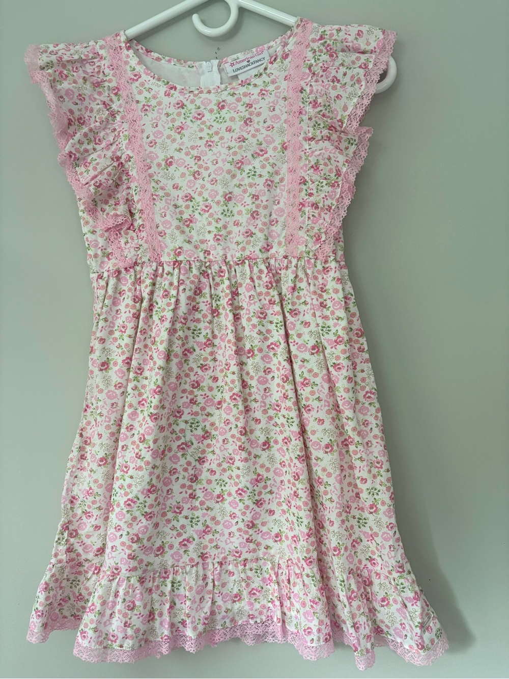 American Girl x LoveShackFancy Pink Floral Ruffled Cotton Dress, Girls Size 10